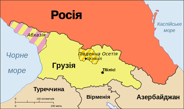 Росія, Грузія, Південна Осетія - карта