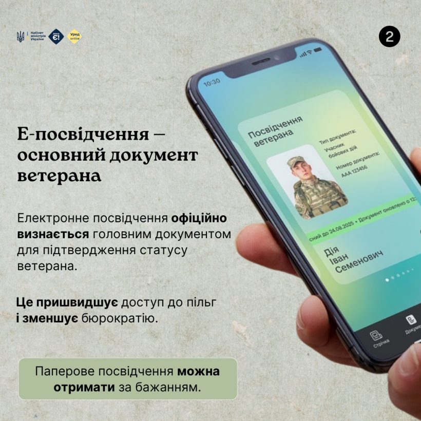 Уряд визнав е-посвідчення головним документом для підтвердження статусу ветерана
